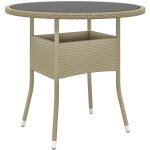 Table de jardin Ø80x75 cm verre trempé / résine tressée beige - table de jardin - table extérieure - ... Table de jardin Ø80x75 cm verre trempé / résine tressée beige - table de jardin - table extérieure - ...