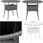 Table de jardin 80x75 cm verre tremp / rsine tresse gris - table de jardin - table extrieure - mobilier ...