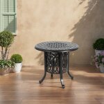 Table de jardin aluminium - table d'appoint avec seau � glace - pieds r�glables - pour terrasse et ext�rieur ...