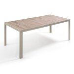 Table de jardin en aluminium et c�ramique effet bois 206 cm cr�me - tivoli