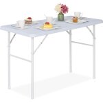Relaxdays - table de jardin, aspect bois, rectangulaire, plastique et mtal, pliable, h x l x p 74 x ...