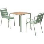 Table de jardin bistrot m�tal polywood 70 cm et 2 fauteuils vert sauge