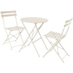 Sweeek - table de jardin bistrot pliante métal + 2 assises beige Ø60 x 70cm, acier thermolaqué Sweeek - table de jardin bistrot pliante métal + 2 assises beige Ø60 x 70cm, acier thermolaqué