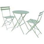 Table de jardin bistrot pliable ronde Ø60 x 70cm. avec deux chaises pliantes. acier thermolaqué Table de jardin bistrot pliable ronde Ø60 x 70cm. avec deux chaises pliantes. acier thermolaqué