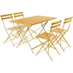 Table de jardin bistrot pliante m�tal + 4 assises 110 x 70cm. avec quatre chaises pliantes. acier thermolaqu� ...