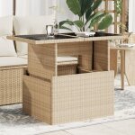 Vidaxl - table de jardin dessus en verre beige 100x55x73 cm poly rotin Vidaxl - table de jardin dessus en verre beige 100x55x73 cm poly rotin