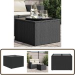 Vidaxl - table de jardin dessus en verre noir 55x55x37 cm rsine tresse - table de jardin - table extrieure ...