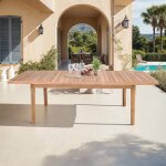 Table de jardin extensible 240 - 300x100x75 cm en teck naturel