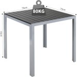 Liferun - table de jardin extrieur, table de balcon carre, table de terrasse, aluminium, wpc, rsistante ...