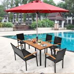 Design in - table jardin extrieur bois acacia avec trou de parasol rectangulaire pour 6 - 8 personnes ...