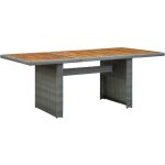 Table de jardin - table � manger - table d'ext�rieur gris clair r�sine tress�e et bois d'acacia 642520 ...