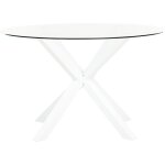 Beliani - table de jardin moderne pieds en aluminium 120 cm plateau en verre transparent blanc maletto ... Beliani - table de jardin moderne pieds en aluminium 120 cm plateau en verre transparent blanc maletto ...