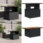Table de jardin noir 100x55x73 cm rsine tresse et bois acacia - table de jardin - table extrieure ...