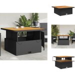 Table de jardin noir 110x110x71cm rsine tresse et bois acacia - table de jardin - table extrieure ...