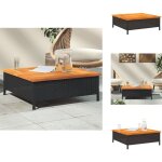 Table de jardin noir 70x70x25 cm rsine tresse et bois acacia - table de jardin - table extrieure - ...