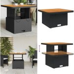 Table de jardin noir 80x80x71 cm r�sine tress�e et bois acacia - table de jardin - table ext�rieure - ...