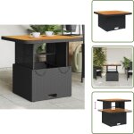 Table de jardin noir 80x80x71 cm r�sine tress�e et bois acacia - table de jardin - table ext�rieure - ...