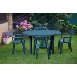 Table de jardin ovale verte - 130x90 cm Table de jardin ovale verte - 130x90 cm