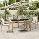 Table de jardin plateau en verre - table � manger - table d'ext�rieur r�sine tress�e verre tremp� 597790 ...