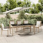 Table de jardin plateau en verre - table � manger - table d'ext�rieur r�sine tress�e verre tremp� 956785 ...