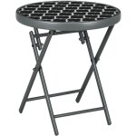 Table de jardin pliante - noire - plateau verre tremp� - portable id�al camping - 45x45x50cm