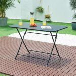 [en. casa] - table de jardin pliante sande 110 x 70 x 71 cm noir