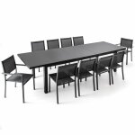Oviala - ensemble table de jardin extensible 256 - 320 cm et 10 assises