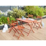 Table de jardin rectangle greensboro 110 x 70 cm ambre avec 4 chaises - hesp�ride