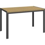 Outsunny - table de jardin rectangulaire 4 personnes mtal plateau rsine tresse naturel