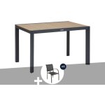 Hesperide - table de jardin rectangulaire alu evasion 4 places effet bois + 4 fauteuils piazza - hesp�ride ...