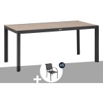 Table de jardin rectangulaire alu evasion 6 places effet bois honey et graphite + 6 fauteuils piazza ...