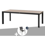 Table de jardin rectangulaire alu evasion 8 places effet bois honey graphite + 8 fauteuils piazza - hesp�ride ...