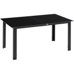 Table de jardin rectangulaire en aluminium et plateau en verre tremp� - 6 personnes 150 x 90 x 74 cm ...