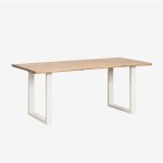 Sklum - table de jardin rectangulaire 180x90 cm en bois d'acacia et acier maupi blanc gardenia Sklum - table de jardin rectangulaire 180x90 cm en bois d'acacia et acier maupi blanc gardenia