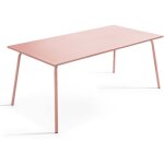 Table de jardin rectangulaire en m�tal rose poudr� - palavas