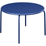 Table de jardin ronde d. 130 cm en m�tal - bleu nuit - mirmande de mylia