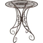 Table de jardin ronde 2 places style fer forg dia. 85 cm mtal brun