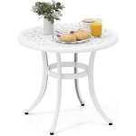 Table de jardin ronde 60 cm en fonte d'aluminium, table d'appoint d'ext�rieur avec repose - pieds r�glables, ...