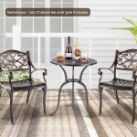 Table jardin ronde 61 cm en fonte d'aluminium avec trou pour parasol cuivre rouge cw95534