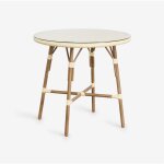 Sklum - table de jardin ronde �80 cm en aluminium et rotin synth�tique brielle bistro beige cr�me