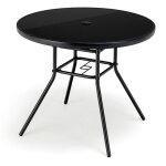 Costway - table de jardin ronde 86 cm en verre trempé table d'appoint d'extérieur avec trou pour parasol ... Costway - table de jardin ronde 86 cm en verre trempé table d'appoint d'extérieur avec trou pour parasol ...