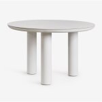 Sklum - table de jardin ronde arken �120 cm en c�ramique et aluminium beige cr�me