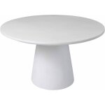 Table de jardin ronde effet b�ton lisse 4 places 130x76 cm blanc