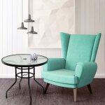 Table de jardin ronde plateau en verre tremp� avec trou de parasol 4 cm capacit� 80 kg en m�tal 80x80x72cm ...