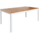 Table de jardin senora acacia blanc avec coins arrondis. 8 places. 160 x 90 x 75 cm
