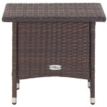Table de jardin?table � th� marron 50x50x47 cm r�sine tress�e cfw32661