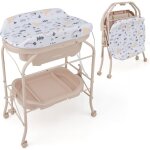 Costway - table à langer 2 en 1 avec baignoire 20l plateau de rangement, commode à langer pliable couches ... Costway - table à langer 2 en 1 avec baignoire 20l plateau de rangement, commode à langer pliable couches ...