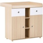 Table  langer en panneaux de particules avec tagres et tiroirs meuble chambre enfant marron clair ...