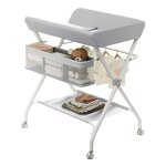 Table à langer pliable pour bébé, Étagère à langer combinaison à langer réglable en hauteur avec panier ... Table à langer pliable pour bébé, Étagère à langer combinaison à langer réglable en hauteur avec panier ...