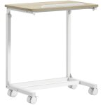 Table d'appoint - homcom - roulettes - en forme de c - r�glable en hauteur - plateau inclinable - ch�ne ...